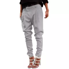 Mulheres chique moda escritório wear harem lápis calças 2023 novo elástico na cintura botão feminino calças casuais streetwear - loja online