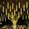 LED Meteor Shower Rain Lights Fairy String Light Impermeável Queda de chuva Festa de Natal Decoração de pátio 30cm
