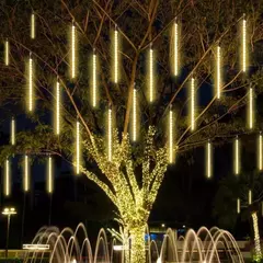 LED Meteor Shower Rain Lights Fairy String Light Impermeável Queda de chuva Festa de Natal Decoração de pátio 30cm