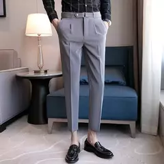 Calça formal de cintura alta masculina, roupa de negócios, calça para alfaiataria social, de qualidade luxuosa, preta, verão, 2022 - loja online