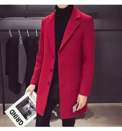 Casaco longo de algodão masculino, à prova de vento, Monocromático, Lã, Blended, Casual, Moda empresarial, Tamanho 5XL, Novo, Outono, Inverno, 2022 na internet