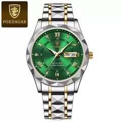 POEDAGAR-Relógio de pulso quartzo em aço inoxidável impermeável masculino, marca superior, luxo, luminoso, data, semana, relógios masculinos na internet