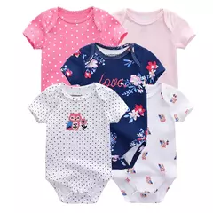 Kiddiezoom-Bodysuits de manga curta recém-nascidos, 100% algodão, infantil Onesies, moda, menino, menina, bebê, 5 pcs por lote na internet