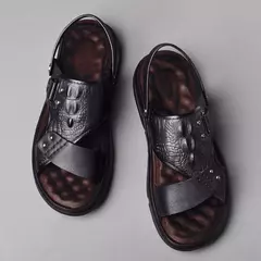 Oulylan-Sandálias masculinas clássicas de couro, sapatos romanos confortáveis, sapatos macios, calçados para caminhadas ao ar livre, verão - Wolf Magazine