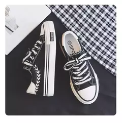 Chunky Platform Canvas Shoes para mulheres, treinadores ao ar livre, tênis casuais para meninas, aumento de altura, treinamento