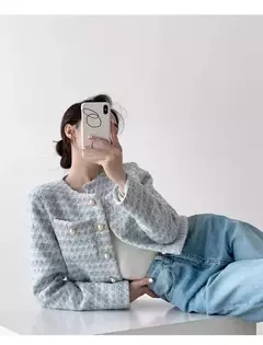 ITOOLIN-Cardigã elegante de Tweed feminino, casaco curto com bolso, jaqueta de peito único, outwear solto, outono, inverno, 2023 na internet