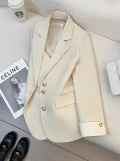 Moda feminina blazer de cor sólida, primavera novo temperamento casual celebridade terno popular na internet