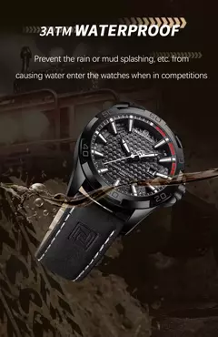 NAVIFORCE-Relógio de quartzo impermeável masculino com pulseira de couro, relógio de pulso esportivo masculino, marca de moda na internet