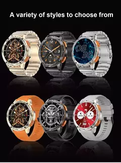 Smartwatch amoled AK59 com bateria grande para senhoras, pulseira de metal de borracha, relógio esportivo, BT Call 400mAh, moda luxuosa na internet