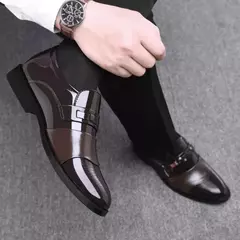 Imagem do Sapatos de couro masculino, Formal Oxfords, Clássicos, Pontudo, Vestido, Casamento, Negócios, Casual, Escritório, Trabalhar