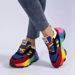 Imagem do Sapatilha esportiva de plataforma casual feminina, tênis feminino, calçado confortável, tendência atlética, cesta de tênis, moda elegante, 2023