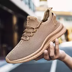 Tênis casual leve masculino, tênis esportivo de malha respirável, tênis atlético resistente a odores, slip-on com cadarços - loja online