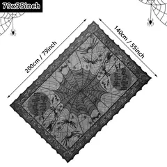 Halloween Lace Toalha De Mesa, Spider Web Skull Pattern, Forma Retangular, Decoração da Festa, Casa assombrada, Pumpkin Design, 1 Pc - comprar online