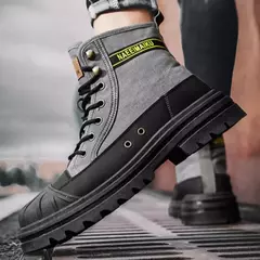 Imagem do Botas de cano alto de lona respirável masculinas, botas antiderrapantes do deserto, sapatos de segurança com renda, tênis casuais
