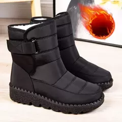 Botas de neve impermeáveis antiderrapantes para mulheres, sapatos de plataforma, tornozelo quente, sapatos acolchoados de algodão, inverno - loja online