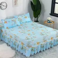 Conjunto de colcha de algodão bordado, saia de cama, fronhas, capa de folha, rei, rainha, duplo, 1.5 m, 1.8 m, 2m, 3pcs