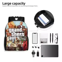 Jogo de aventura Grand Theft Auto Mochila de Viagem para Homens e Mulheres, Mochila Escolar para Laptop, Mochila Estudantil Universitária GTA