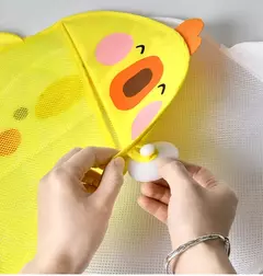Qwz novo pato dos desenhos animados do bebê saco de malha do banheiro otário design para brinquedos de banho crianças formas animais pano areia brinquedos armazenamento net saco na internet