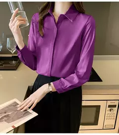 Primavera e Verão das Mulheres Manga Longa Commuter Profissional Sólida Chiffon Camisa Mulheres Tops Blusa Mulheres Camisas De Mujer C348 - Wolf Magazine