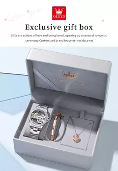 OLEVS Relógio Mecânico Automático para Mulheres, Relógio Transparente, Big Dial Design, Bracelet Set, Presente de Luxo, 40mm, 6699 na internet