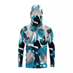 Camisa de pesca manga comprida para homens, proteção UV camiseta, vestuário capuz - comprar online