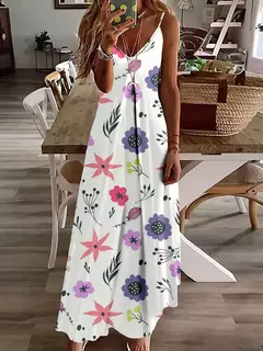 Vestido de cabeçada com estampa floral elegante feminino, casual roupas de praia, plus size, férias, Havaí, novo, 2024 - loja online