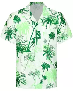 Camisa havaiana masculina de botão manga curta, estampada em coqueiro, camisa aloha, camisa casual de praia, plus size, moda verão, 6XL - Wolf Magazine