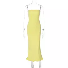 Imagem do Vestido maxi fino bustier feminino, sem mangas, sem costas, vestidos de bainha enrolados, robe de festa feminino, monocromático, moda sexy, verão, novo, 2022