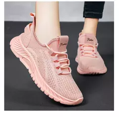 Imagem do Sapatos esportivos respiráveis para mulheres, tênis casuais, mocassins com renda, malha de malha, moda feminina, marca designer, 2024