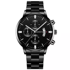 Relógio de pulso de quartzo para homens, Relógios pretos com calendário, Relógio de negócios, Moda luxuosa - comprar online