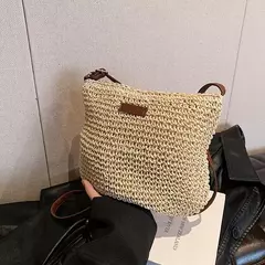 Bolsas boêmias de praia de palha para mulheres, alta capacidade, bolsa de ombro artesanal, bolsas de tecido casual, bolsa na internet
