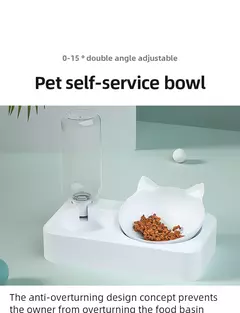 Pet Bowl 15 Graus Tilt para Proteger a Vértebra Cervical Dog Food Bowl Automático Beber Alimentador Pet Alimentação Suprimentos - comprar online