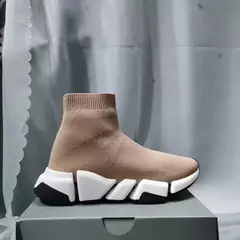 Confortável tecido de malha sapatos esportivos masculinos casuais deslizamento-em mocassins perna reta tubo meias tênis unisex verão salto baixo - comprar online