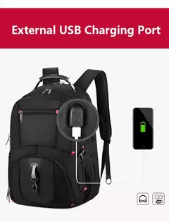 Durável Swiss Multifuncional Laptop Mochila, Resistente À Água Saco De Viagem, Faculdade Bookbag, Porta De Carregamento USB, 17";;VERDADEIRO;;"15 inch General - loja online