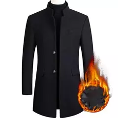 Imagem do BROWON-casaco de negócios casual masculino, casaco monocromático de lã, estilo chinês masculino, marca para outono e inverno, 2024