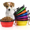 Suprimentos de alimentação para cães, tigela dobrável de silicone portátil, recipiente de água para cachorros com mosquetão, tigela dobrável para gatos, acessórios para viagem para animais de estimação