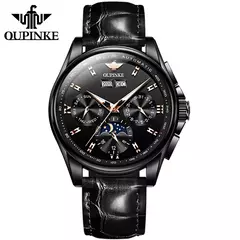 OUPINKE-Relógio mecânico automático para homens, impermeável, Top Brand, relógios de pulso de luxo, relógios de couro originais - comprar online