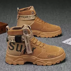 Botas masculinas 2024 novo outono dedo do pé redondo alta bunda plataforma de fundo grosso botas na moda grande 46 rendas até aumento de altura botas ao ar livre na internet