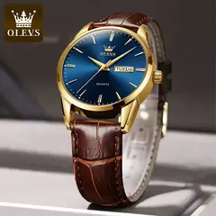 Olevs relógios de quartzo dos homens marca luxo casual moda relógio masculino para presentes couro respirável à prova dwaterproof água relógio de pulso luminoso na internet