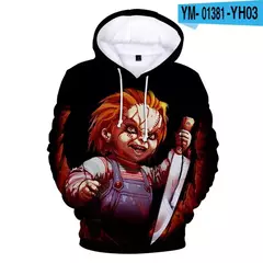 Chucky-Homens 3D Full-Print Hoodies Filme de Terror, moletom Hoodie, Traje Cosplay, Streetwear, Unisex, Nova Moda, 2024 na internet