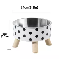 Tigela para cães e gatos com bolinhas xadrez em aço inoxidável antiderrapante fácil de limpar para ambientes internos e externos