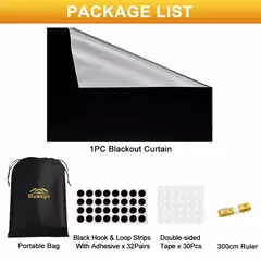 Cortina de blecaute removível para viagens 100% blecaute, Película para janela portátil mais escura, pano DIY temporário, sem broca