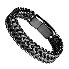 HNSP 10MM Pulseira de aço inoxidável para homens joias fechaduras ocultas corrente de mão 19/21/23CM acessórios de tamanho - Wolf Magazine