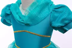 Michella moda meninas teal-azul princesa jasmim cosplay vestido de halloween vestido de festa de aniversário - comprar online