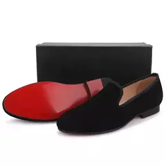 Sapatos de fundo vermelho para homens, mocassins masculinos, sapatos de vestido de festa com deslizamento sólido, novos, tamanho 38-48 - Wolf Magazine