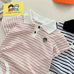 Macacão de Manga Curta Recém-nascido, Envoltório Triângulo, Bodysuit Peido, Macacão Turn Down, Roupas Infantis de Bebê, 0 a 18 Meses, Atacado, Verão