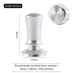 Imagem do 51mm 53mm 58mm calcadeira de café expresso de aço inoxidável base plana/rosca design de mola interna calcadeira de café de força fixa balanceada