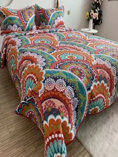 Colcha fina de verão com padrões retrô, edredom macio com ar condicionado, colcha dupla queen, colcha??? iyo?? copriletto na internet