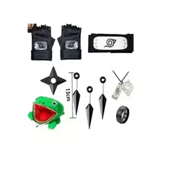 Imagem do Anime naruto cosplay kakashi acessórios brinquedos figura de ação luvas bandana kunai máscara uchiha luvas conjunto presente