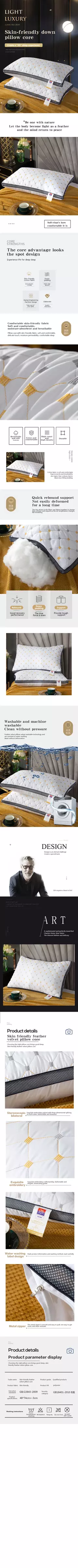Travesseiro de pescoço de penas de algodão, travesseiro tridimensional, adequado para dormir quartos, estilo hoteleiro, 1 pc - comprar online